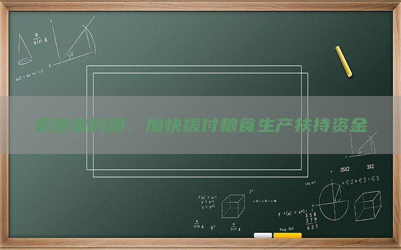 农业农村部：加快拨付粮食生产扶持资金(1)
