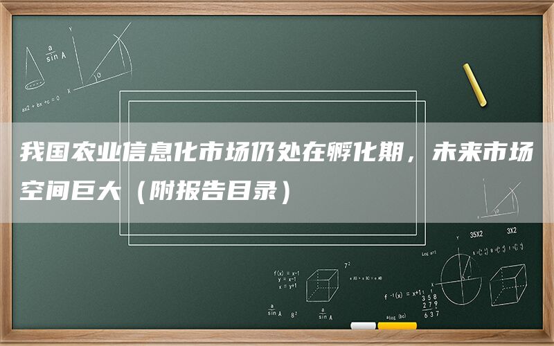 我国农业信息化市场仍处在孵化期,未来市场空间巨大(附报告目录)