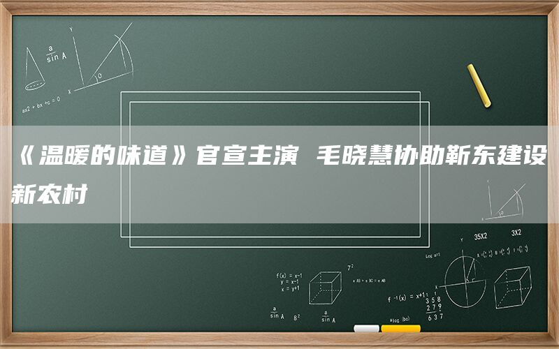 《温暖的味道》官宣主演 毛晓慧协助靳东建设新农村