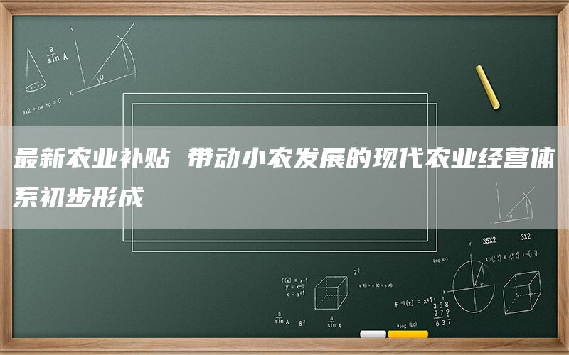 最新农业补贴 带动小农发展的现代农业经营体系初步形成