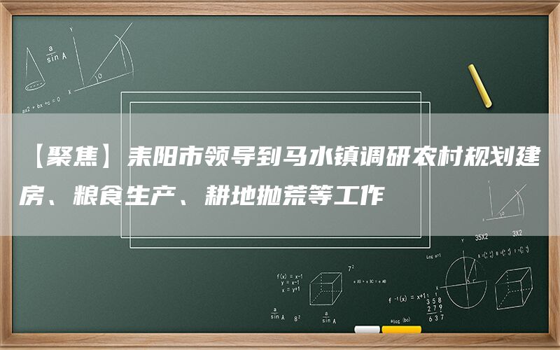 【聚焦】耒阳市领导到马水镇调研农村规划建房、粮食生产、耕地抛荒等工作
