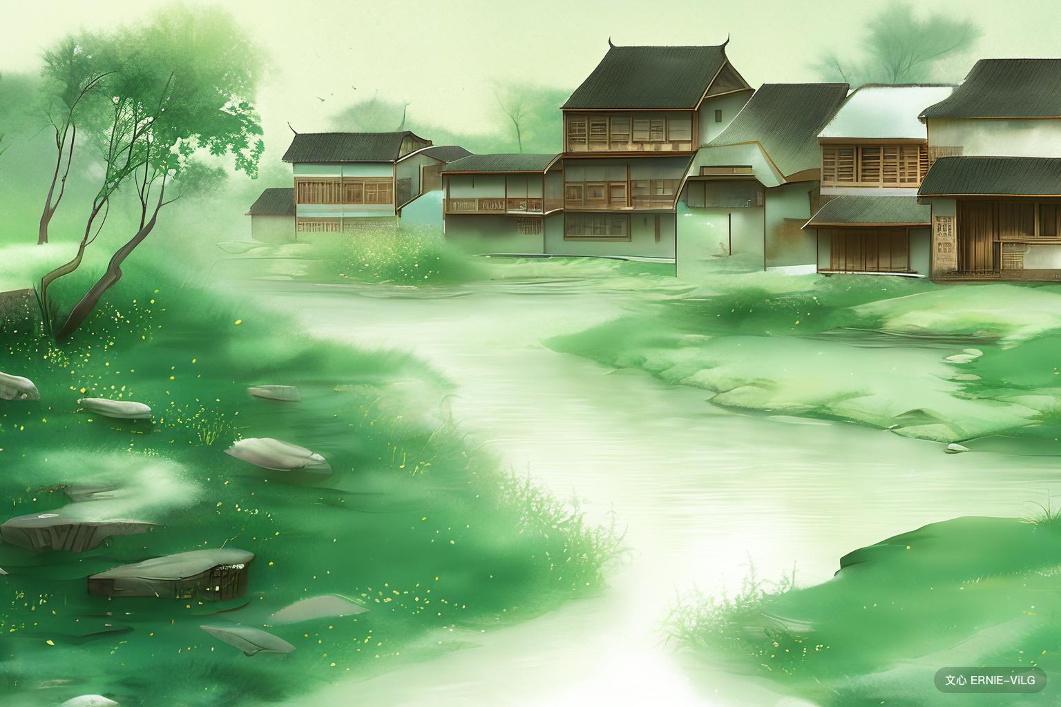 ernie-vilg2023-02-09_绿色，村庄，流水，古风 (3).jpg