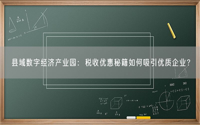 县域数字经济产业园：税收优惠秘籍如何吸引优质企业？(1)