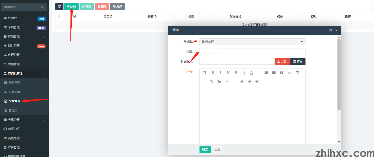 智慧数字乡村-查询系统文章发布设置(1)